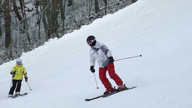 平昌(2018年冬奥会)上滑雪的人们视频下载