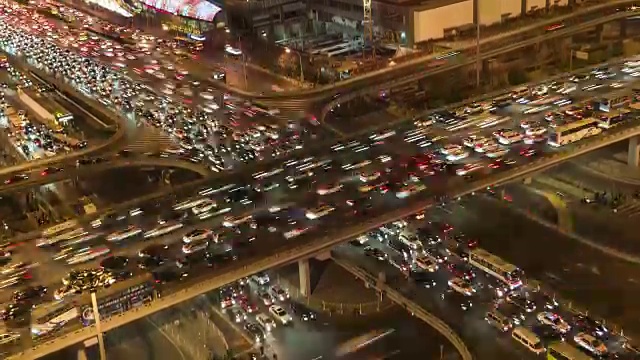 T/L MS HA TD鸟瞰图北京交通堵塞/北京，中国视频素材
