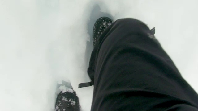 加拿大不列颠哥伦比亚省，在爬上“金色楼梯”后，一个危险的徒步穿越被冰雪覆盖的山，山中笼罩着迷失方向的雾。视频素材