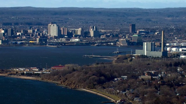 从空中俯瞰的康涅狄格州纽黑文市。视频素材