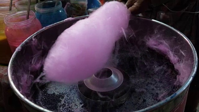 泰国的棉花糖街头小吃市场视频素材