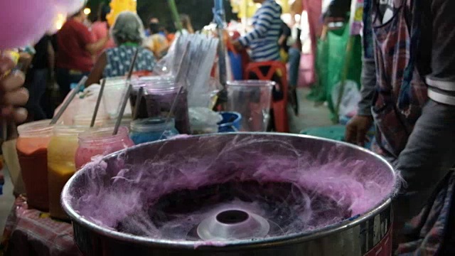 泰国的棉花糖街头小吃市场视频下载