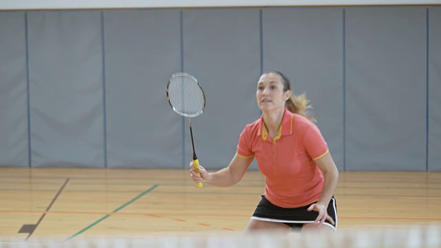 女子室内羽毛球运动员视频下载