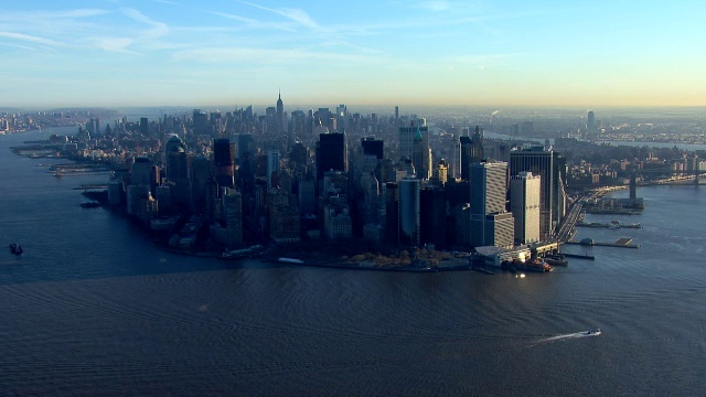 曼哈顿岛城市景观，从高空角度看。视频素材
