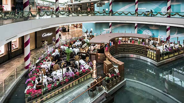 T/L新加坡时光咖啡馆在滨海湾金沙购物中心视频素材