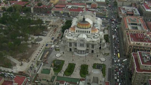 墨西哥城美术宫鸟瞰图。视频下载