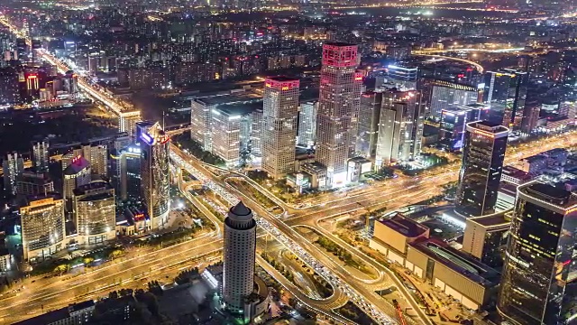 T/L MS HA PAN鸟瞰图北京CBD区域/北京，中国视频素材