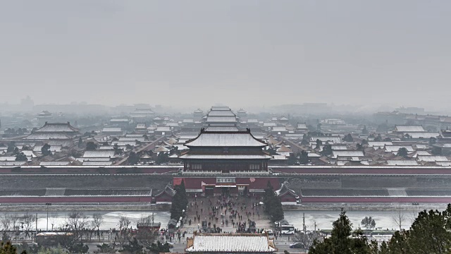 T/L MS HA紫禁城，覆盖着雪/中国北京视频素材