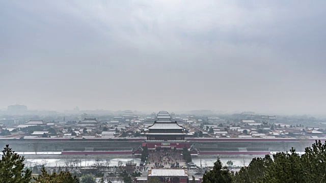 T/L WS HA紫禁城覆盖薄层雪，北京，中国视频素材