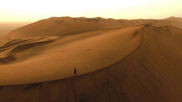独自在沙漠的黎明视频素材