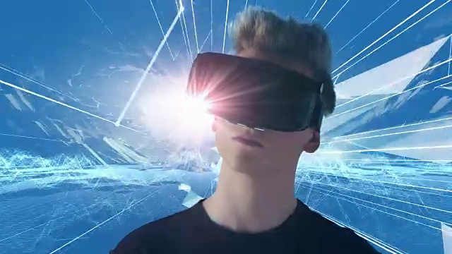 年轻人在数字世界。探索虚拟现实视频素材