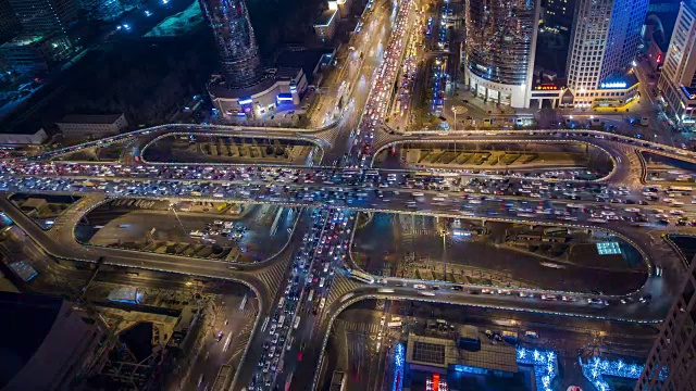 T/L WS HA鸟瞰拥挤的交通/北京，中国视频素材