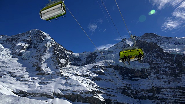 Wixi滑雪缆车，Mönch和少女，格林德沃，伯尔尼的奥伯兰，伯尔尼州，瑞士视频素材