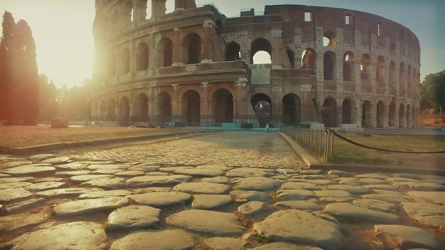 清晨温暖阳光下的罗马竞技场视频下载