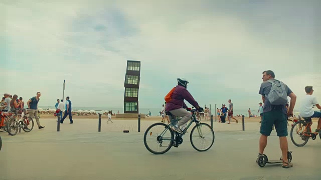 西班牙巴塞罗那的巴塞罗那海滩的视频视频素材