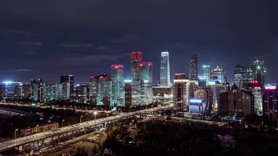 在北京CBD区域的夜间视频素材