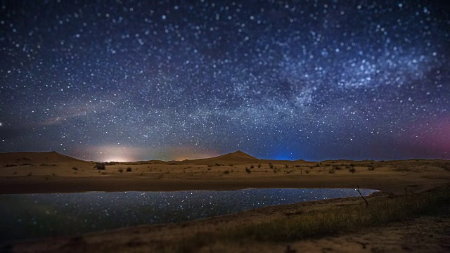 中国内蒙古库布齐沙漠的银河视频素材