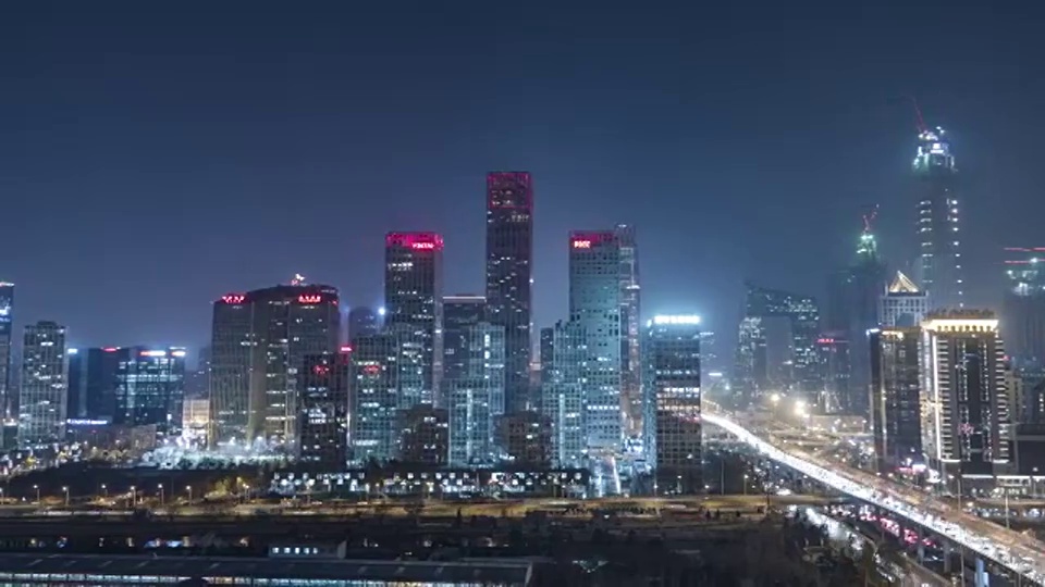 T/L WS HA PAN北京中央商务区的晚上视频素材