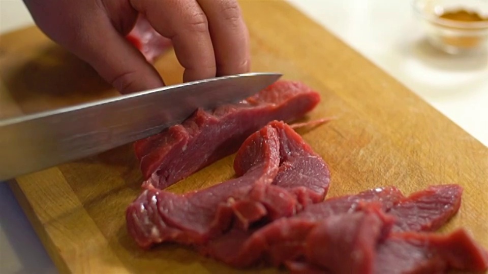 切西冷牛肉，慢动作视频素材
