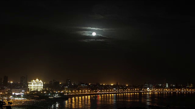 孟买海滨大道月升的时间流逝视频下载