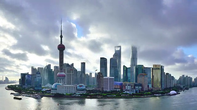 清晨的上海天际线视频下载