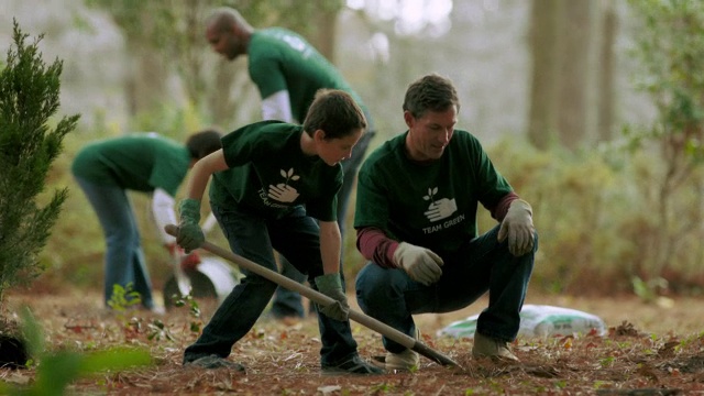志愿者植树视频素材