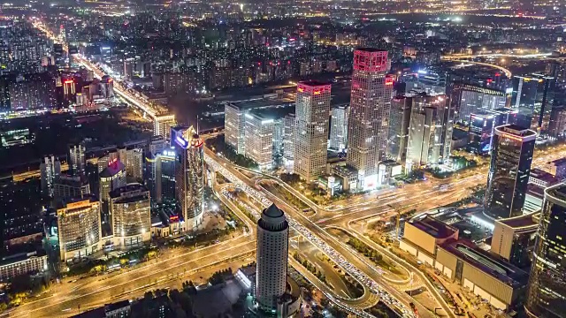 T/L WS HA TD Beijing Urban Skyline at Night /北京，中国视频素材