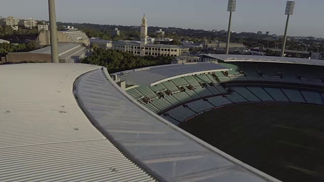 鸟瞰图俯瞰悉尼板球场和从内部的看台。澳大利亚悉尼视频素材