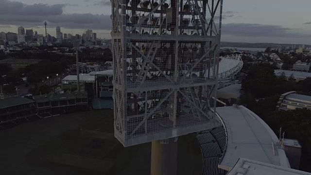 鸟瞰图下的灯塔在悉尼板球场。澳大利亚悉尼视频素材