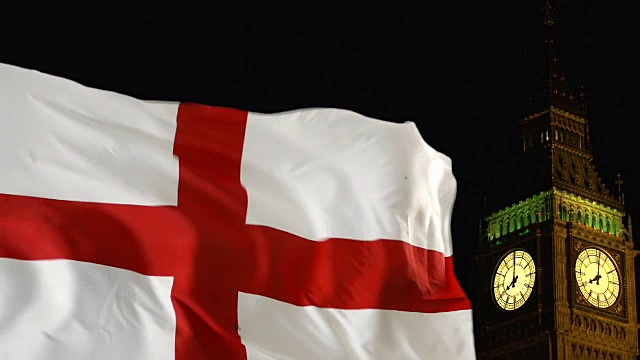英国国旗在伦敦大本钟前飘扬-真实镜头，不是CGI(英国)视频下载