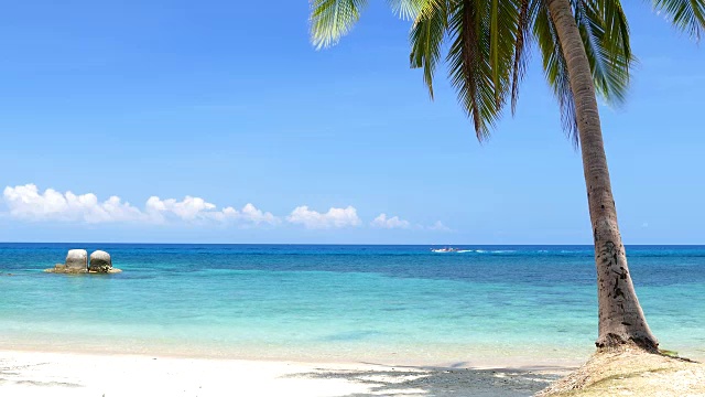 夏季热带岛屿上的白色沙滩视频下载