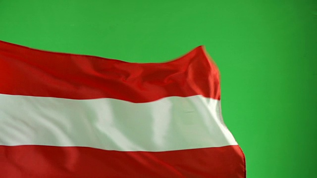 绿色屏幕上的奥地利国旗，真实视频，而不是CGI -超级慢动作(奥地利)视频下载