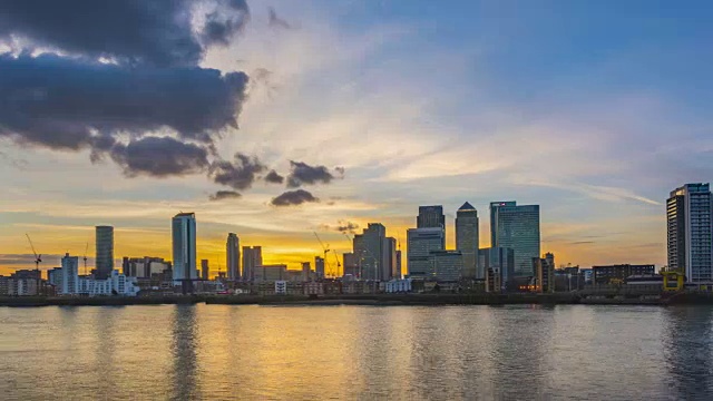 伦敦码头区的日落。视频素材