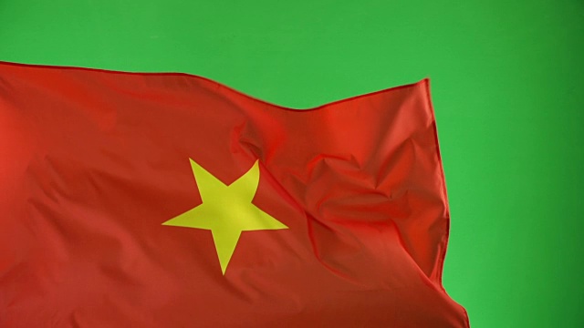 绿色屏幕上的越南国旗，真实视频，而不是CGI -超级慢镜头(越南)视频下载