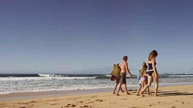 一家人在海滩散步视频素材