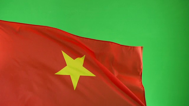 4K:绿色屏幕上的越南国旗，真实视频，而不是CGI(越南)视频下载