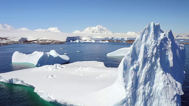 南极大冰山周围的鸟瞰图视频下载