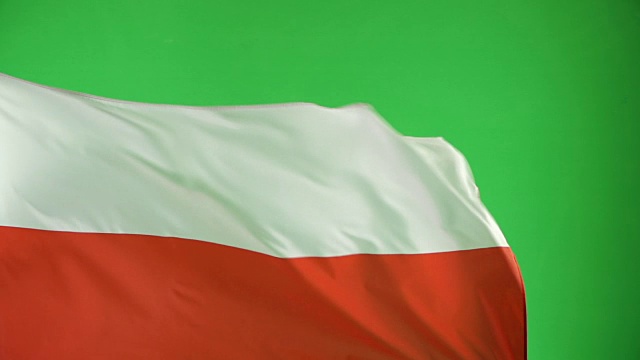 绿色屏幕上的波兰国旗，真实视频，而不是CGI(波兰)-超级慢动作视频下载