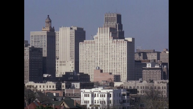 美国德克萨斯州休斯顿市中心摩天大楼全景图视频素材