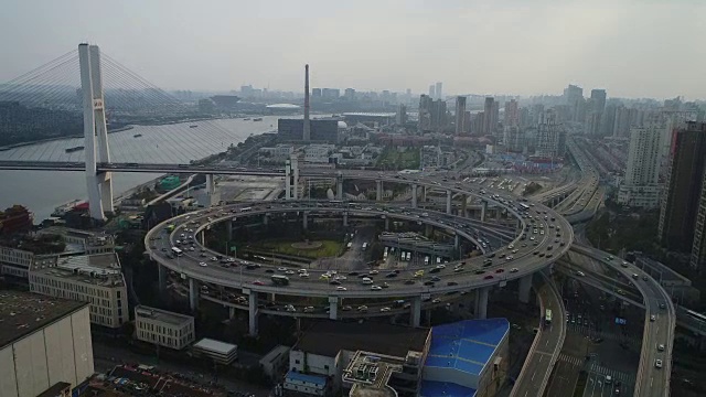 上海南浦大桥鸟瞰图视频素材