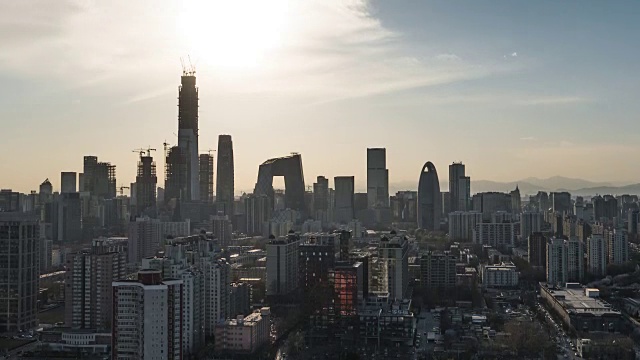 T/L WS HA TU北京CBD地区鸟瞰图/北京，中国视频下载