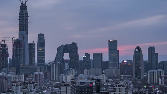 T/L MS HA PAN Beijing Urban Skyline, Sunset /北京，中国视频素材