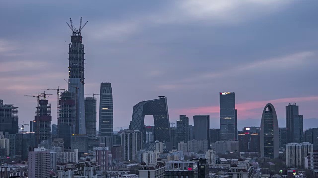 T/L MS HA ZO Beijing Urban Skyline, Sunset /北京，中国视频素材