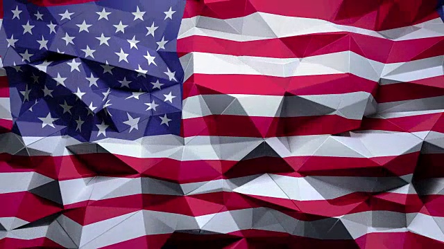 美国国旗抽象几何三角形背景。视频下载