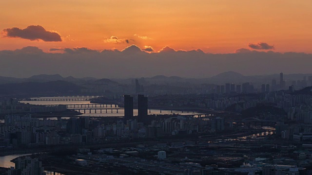 日落时的汉城和汉江视频素材