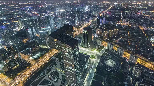 T/L WS HA PAN北京中央商务区夜间鸟瞰图视频素材