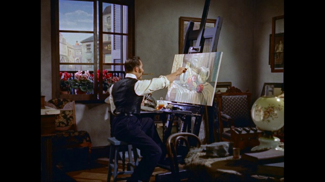 MS艺术家在客厅的帆布上作画-娱乐/美国视频素材