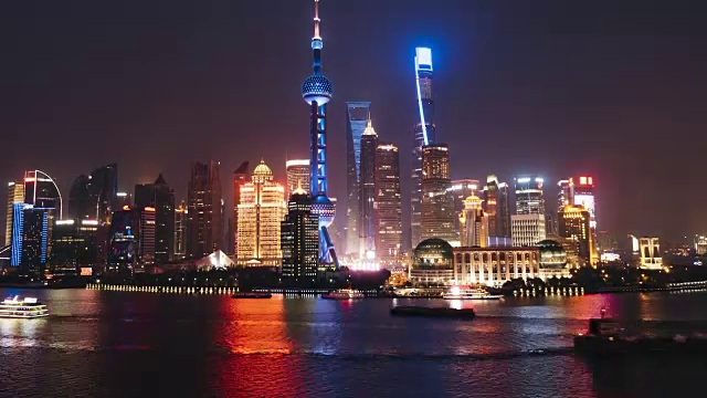 T/L WS HA TD上海市中心，白天到晚上的过渡/上海，中国视频素材