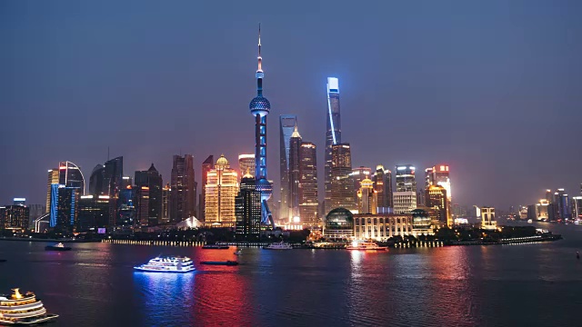 T/L WS HA上海市中心，白天到晚上过渡/上海，中国视频素材