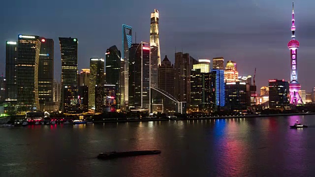T/L WS HA TD上海市中心，白天到晚上的过渡/上海，中国视频素材